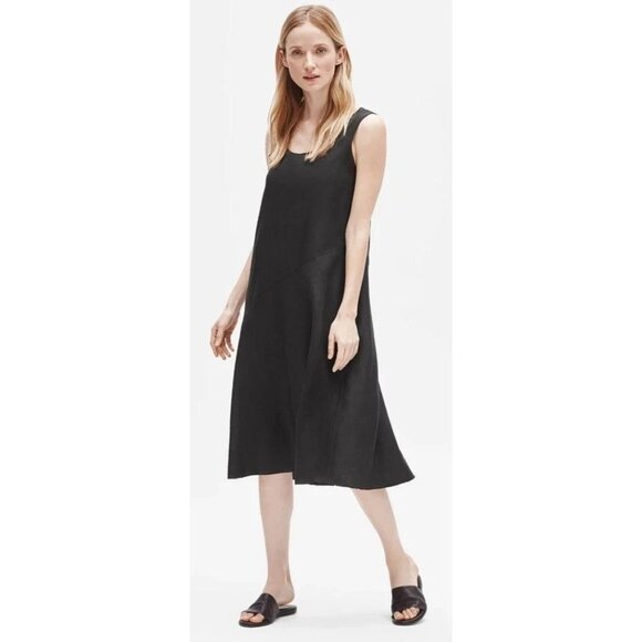 Eileen Fisher Dress Women's 2X 100% Silk Black Sleeveless Flowy Washable - Picture 1 of 8